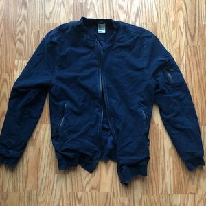 Navy Denim Bomber Jacket